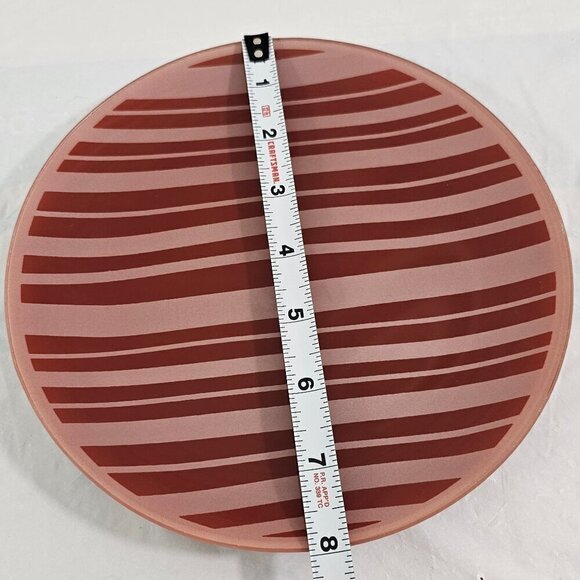 Temp-Tations Classic Red Stripe Glass Salad Luncheon Plates – Set of 4 - Picture 10 of 10